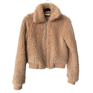Jella Couture Teddy Coat Bomber Jacket Tan/Brown